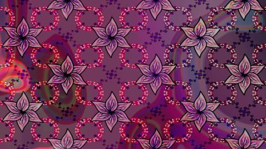 Çiçek desenli raster, mor ve kahverengi çizgi grafik desenli soyut raster arkaplan. Modern stil dokusu.