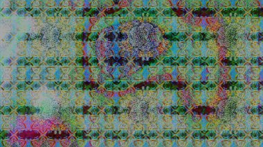 Yeşil ve mavi renklerde. Raster illüstrasyonu. Çiçekli güzel suluboya desen.