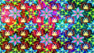 Yüzey için tekrarlanan doku, ambalaj kağıdı, mavi ve yeşil renkler. Kış kar tanesi, raster arka plan. Renkli arka planda izole kar taneleri. Raster illüstrasyonu.