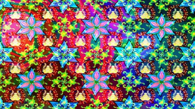 Yüzey için tekrarlanan doku, ambalaj kağıdı, mavi ve yeşil renkler. Kış kar tanesi, raster arka plan. Renkli arka planda izole kar taneleri. Raster illüstrasyonu.