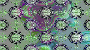 Raster illüstrasyonu. Tarafsız ve yeşil renklerde kristal kar tanesi.