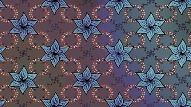 Parlak renkli çiçekleri ve kahverengi ve mavi renkli yaprakları olan harika bir çiçek deseni. Halk tarzı. Moda baskıları için zarif bir şablon. Modern çiçek arkaplanı.