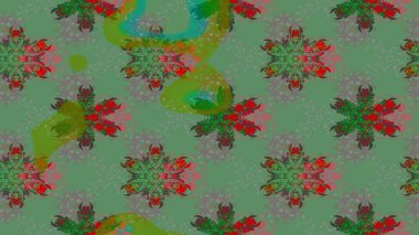 Suluboya çizim kalıbı. Çiçekler suluboya tarzında yeşil ve gri renklerde. Çiçek izi.