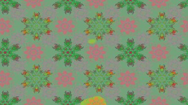 Suluboya çiçekli çiçek deseni. Yeşil ve gri renkte güzel bir tekstil. Raster illüstrasyonu.