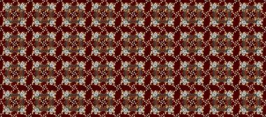 Noel, kar tanesi, yeni yıl 2019. Kahverengi, kırmızı ve bej renklerde, altın elementlerle kusursuz klasik desen.