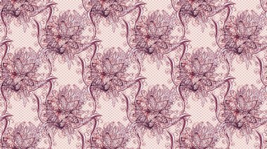 Şirin çiçek elementleri. Tarafsız, pembe ve mor renkte çiçekler. Raster illüstrasyonu. Çizim.