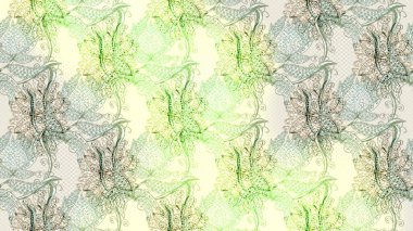 Nakış desenli çiçek deseni. Renkli grunge, soyut arka planda kolonotral, bej ve gri çiçeklerle gelişir. İzler, kumaş, duvar kağıtları, tekstil için raster dokusu.
