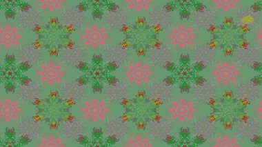 Nakış desenli çiçek deseni. Parmak izi, kumaş, duvar kâğıdı, tekstil için raster dokusu. Renkli grunge, koyu yeşil ve gri çiçeklerle soyut arkaplanı zenginleştirir.