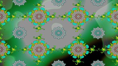 Robot resim. Raster illüstrasyonu. Küçük çiçekte sevimli çiçek deseni var..