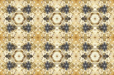 Bej, nötr ve kahverengi renklerde altın elementler. Geleneksel klasik raster altın pürüzsüz desen. Barok tarzında kusursuz bir doğulu süsü..