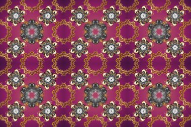 2019 Noel 'i, kar tanesi, yeni yıl. Mor ve kahverengi renklerde, altın elementlerle klasik, pürüzsüz desen.