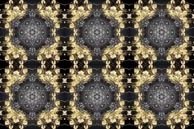 Çiçek süsü kumaş deseni, cam, çiçek desenli gri, bej ve kahverengi altın elementli metal. Klasik raster altın pürüzsüz desen.