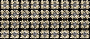 Paisleys zarif çiçek desenli arkaplan duvar kâğıdı çizimi. Klasik stil, güzel, modern, üç boyutlu sanat eseri, altın ve gri, bej ve siyah desenli çiçek yaprakları ve süslemeleri var..
