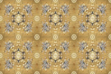 Bej, nötr ve kahverengi renklerde altın tekrarlayan elementlerle soyut arkaplan. Kusursuz oryantal klasik altın desen.