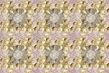 Bej, nötr ve kahverengi renklerde grafiksel, kusursuz desen. Kusursuz raster arka plan. Kusursuz çiçek deseni. Duvar kâğıdı barok, İspanyol kumaşı.