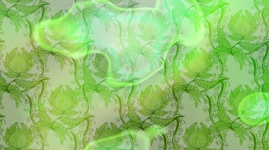 Raster illüstrasyonu. Raster deseni. Yeşil, nötr ve gri renkte. Küçük çiçekteki sevimli çiçek deseni. Soyut çiçek çizim şablonu arka planı.