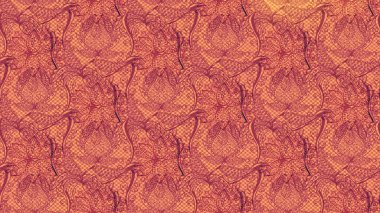 Üzerinde pembe, turuncu ve kırmızı renkler olan parlak çiçekli halı deseni..