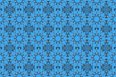 Altın element mavi, gri ve nötr renklerde. Altın desenli çiçek dekoru. Davetiyeler, kartlar, web sayfası için Raster illüstrasyon. Doğu tarzı element. Çizgi sanatı tasarım şablonu için sınırsız sınır.