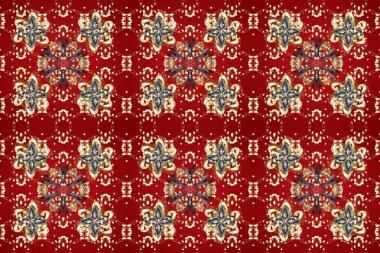 Kusursuz klasik raster kırmızısı, bej, kahverengi ve altın desenli. Klasik klasik klasik arka plan. Geleneksel oryantasyon süsü.