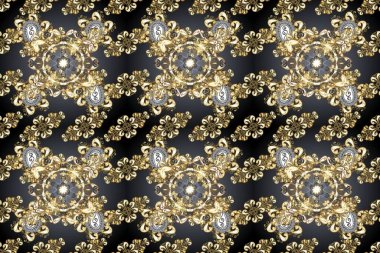 Kusursuz altın desen. Raster oryantal süs. Gri, bej ve kahverengi renklerde altın elementlerle kusursuz desen.