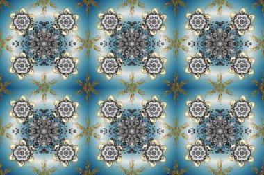 Mavi, gri ve nötr renklerde, altın elementli, pürüzsüz desenler. Şam tasarım için kusursuz desen.
