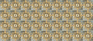 Altın karalama fantezi yapraklarından Raster soyut çiçek çelengi ve bej, nötr ve kahverengi renkte çiçek. El yapımı dekoratif çerçeve, albüm kapağı, tebrik kartı, klasik Art deco tarzı.