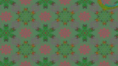 Renkli Bahar Teması eskiz kalıbı. Düz Çiçek Elementleri Tasarımı. Yeşil renkli çiçekler. Raster illüstrasyonunda çiçek deseni çizimi.