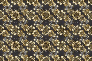 Kusursuz klasik altın desen. Gri ve kahverengi renklerdeki altın desenli altın elementler. Raster geleneksel oryantasyon süsü.