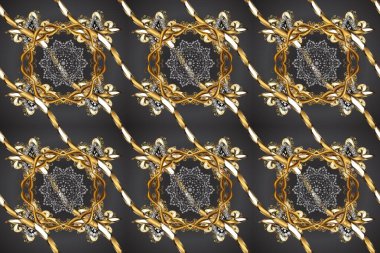 Gri ve kahverengi renklerde, altın elementli, pürüzsüz bir desen. Şam tasarım için kusursuz desen.