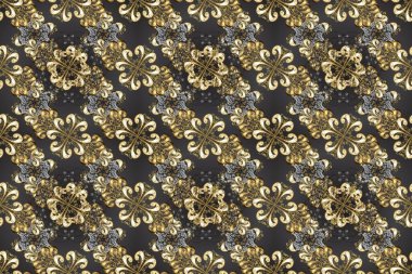 Kusursuz klasik altın desen. Gri ve kahverengi renklerdeki altın desenli altın elementler. Raster geleneksel oryantasyon süsü.