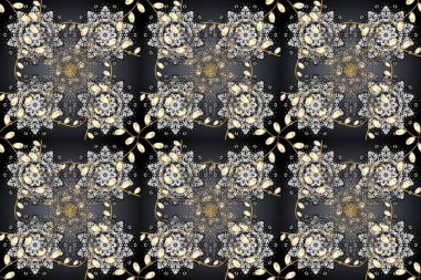 Gri, siyah ve bej renkli ve altın elementli geleneksel altın sarısı desen. Barok tarzında kusursuz bir doğulu süsü..