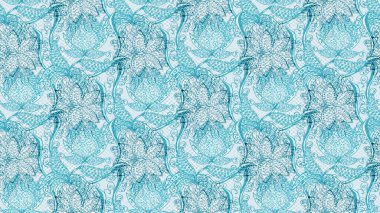 Taslak dekoratif arka plan, çiçek mandala. Çiçek. Raster illüstrasyonu. Mavi, nötr ve gri renklerde.