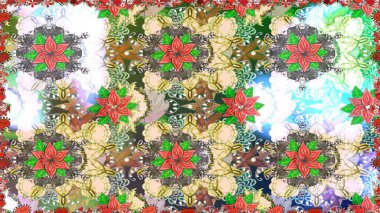 Şirin çiçekli kusursuz desen ve nötr renklerde yapraklar, suluboya çiçekli desen, duvar kağıdı, kart veya kumaş için fayanslı. Raster illüstrasyonu.