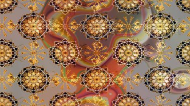 Çiçek süslemeli çizim deseni. Çiçekler bej, kahverengi ve gri renklerde. Raster illüstrasyonu.