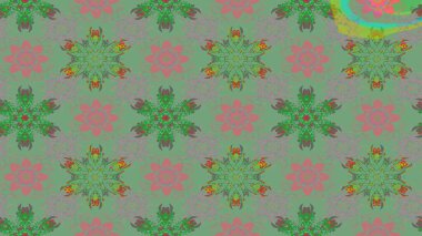 Çiçekli karalama şeklinde Raster çiçek deseni. Yeşil ve gri renkli çiçekler. Yumuşak, bahar çiçekli arka plan.