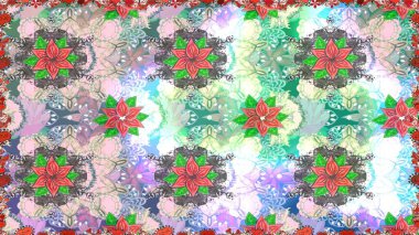 Düz Çiçek Elementleri Tasarımı. Tarafsız renklerde çiçekler. Renkli Yaz Temalı Kusursuz Arkaplan. Sevimli çiçek raster deseni.