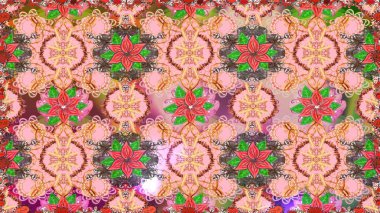 Miles Fleur, süslü püslü bir süs. Tomurcukları papatya çiçekleri olan sevimli bir çiçek deseni. Eski usul. Kusursuz bir geçmişi var. Kumaş, tekstil, duvar kağıdı baskısı için. Raster illüstrasyonu.