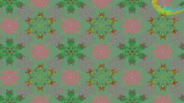 Düz Çiçek Elementleri Tasarımı. Raster illüstrasyonundaki çiçek desenli çizim. Renkli Bahar Teması eskiz kalıbı. Süslü kumaş deseni.