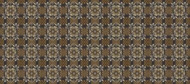 Kusursuz desenli oryantal süs. Raster altın tekstil baskısı. İslam tasarımı. Çiçek kiremitleri. Altın desenli gri, kahverengi ve bej rengi altın elementlerle.