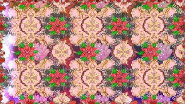 Raster Henna tarzı. Etnik Mandala havlusu. Kusursuz süs izi. Sınır Kızılderili çiçekli paisley patten. Tebrik kartı arkaplanı, boyama kitabı, arkaplan, tekstil için kullanılabilir.