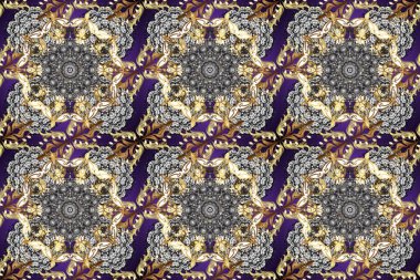 Gri, kahverengi ve bej renklerde altın tekrarlayan elementlerle soyut arkaplan. Kusursuz oryantal klasik altın desen.