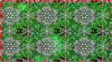 Moda baskıları için zarif bir şablon. Modern çiçek arkaplanı. Halk tarzı. Parlak renkli çiçekleri ve yeşil yaprakları olan, kusursuz çiçek desenleri..