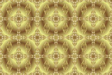 Geleneksel raster ve altın desen. Kahverengi, nötr ve sarı renkler üzerinde klasik oryantal desen. Damask pürüzsüz süsü.