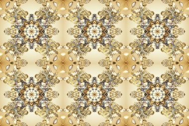 Çiçek süsü kumaş deseni, cam, çiçek desenli metal bej, nötr ve kahverengi renklerde altın elementler. Klasik raster altın pürüzsüz desen.