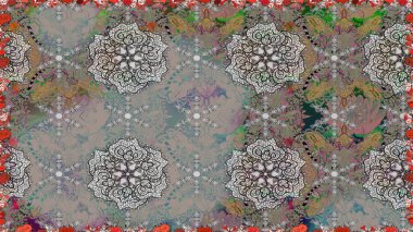 Raster kına dövme tarzı. Kullanılabilir Tekstil, tebrik kartı, boyama kitabı, telefon durumda yazdırma için. Hint çiçek desenli madalyon desen. Etnik Mandala süsleme.