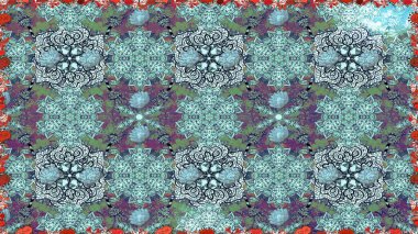 Modern çiçek arkaplanı. Parlak renkli çiçekleri ve mavi renkli yaprakları olan kusursuz çiçek desenleri. Halk tarzı. Moda baskıları için zarif bir şablon.