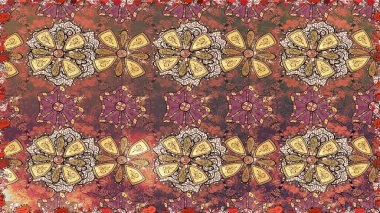 Vadinin çiçekleri kahverengi renklerde. Raster - stok. Kusursuz bir arka plan modeli. Suluboya, elle çizilmiş.