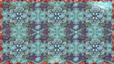 Modern çiçek arkaplanı. Parlak renkli çiçekleri ve mavi renkli yaprakları olan kusursuz çiçek desenleri. Halk tarzı. Moda baskıları için zarif bir şablon.