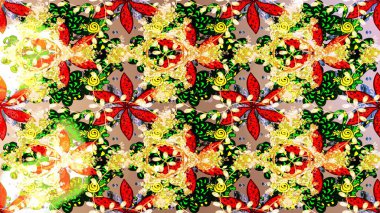 Sketch Floral Pattern in Raster illustration. Fancy fabric pattern. Colour Spring Theme sketch pattern Background. Flat Flower Elements Design.