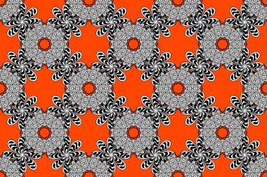 Raster illüstrasyonu. Küçük çiçekteki sevimli çiçek deseni. Siyah, turuncu ve gri renkte çiçekler.